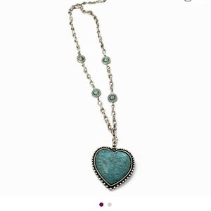 Silver Heart Pendant Necklace with Turquoise Accents